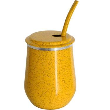 Imagem de Kit Copo Tereré Vino + Bomba Metal Gastrobel- Amarelo
