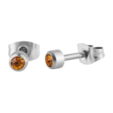 Imagem de Brinco Aço com Zircônia Laranja 4mm. Para segundo furo - Convex