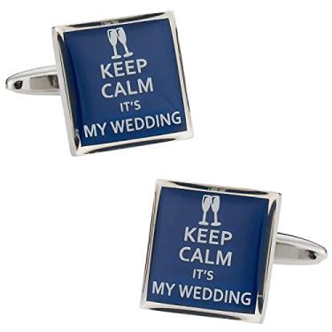 Imagem de Abotoaduras de casamento com caixa de apresentação Cuff-Daddy Keep Calm