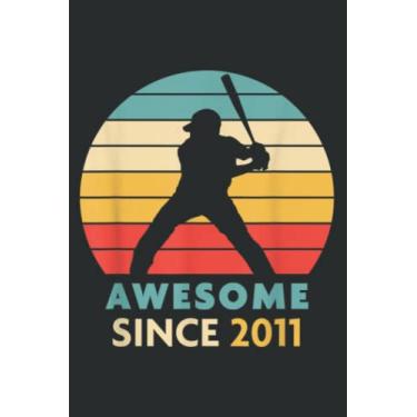 Imagem de 10Th Birthday Gift - Retro Baseball - Awesome Since 2011 Nice: Lined Notebook: 6" x 9", 100 Pages, Notebook Journal For Lady, Girls And Women. Perfect Possum Blank Lined Notebook Journal Gift Ideas.