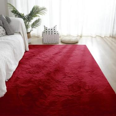 Imagem de Decoração moderna para casa, carpete artificial, sala de estar, macio, fofo, pelúcia, tapete, quarto infantil, carpete, cinza, vermelho, 100x160cm 39x63 pol.