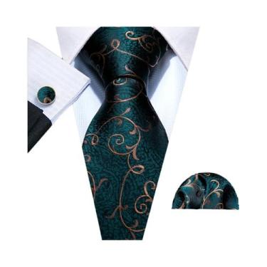 Imagem de Conjunto de Gravata e Abutões Masculinos - Verde Menta, Cerceta, Oliva
