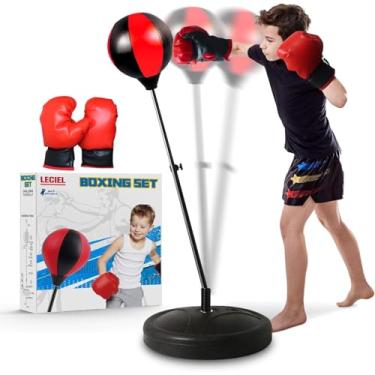 Imagem de Saco de pancadas para crianças de 3 a 8 anos, bolsa de boxe infantil com luvas e suporte ajustável, brinquedo esportivo para meninos