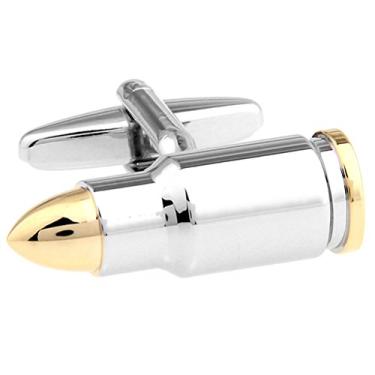 Imagem de Abotoaduras masculinas de aço inoxidável folheadas a ouro com dois tons