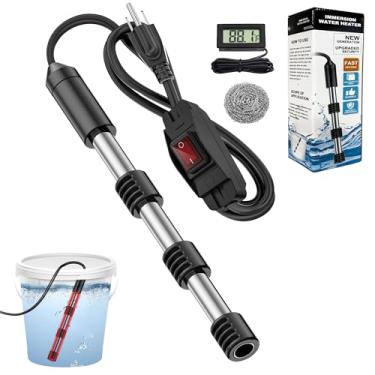 Imagem de Aquecedor de água de imersão para banheira com interruptor e termômetro LCD para controle de temperatura da água, aquecedor de balde portátil, aquecedor de banheira de hidromassagem para piscina