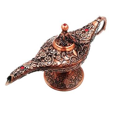 Imagem de Honoro Lâmpada vintage Aladdin Magic Genie, Luz de desejo de metal para decoração de mesa de festa de casamento em casa Presente delicado, Large Copper