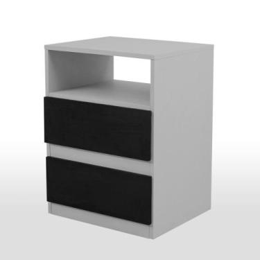 Imagem de Mesa de Cabeceira Nápoles 2 gavetas Inspire House Cinza cobalto e Pret
