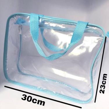 Imagem de necessaire MALOTE 30X23  transparente com alça - Gii matos Makeup, Azu