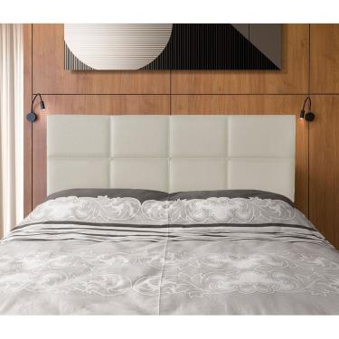 Imagem de Cabeceira Painel Cama Box Casal 1,40m Estofada Belize Linho Crú