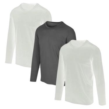 Imagem de Kit com 3 Camisetas Térmicas Segunda Pele Proteção UV50+ Slim Fitness,