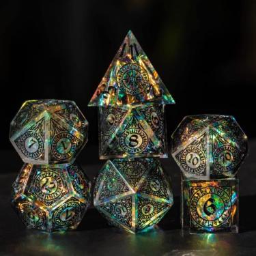 Imagem de Conjunto de Dados RPG Cusdie DND 7 Peças Poliédricas com Caixa de Pres
