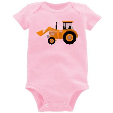 Imagem de Body Bebê Trator Pá Carregadeira Amarelo - Foca na Moda, Rosa bebê, P
