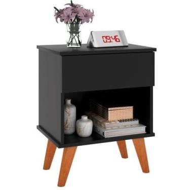 Imagem de Mesa De Cabeceira Criado Retrô Com Gaveta E Nicho Duda - LOJAS PRIMELA