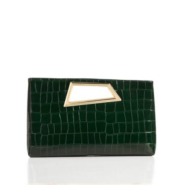 Imagem de Coucoland Bolsa clutch feminina – Bolsa de mão moderna de couro PU com glitter para festa de casamento diária, Verde, Medium