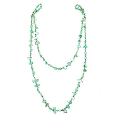 Imagem de NUZUJX Colar longo colorido com contas achatadas boêmias, vintage, grossas, bijuterias femininas, 120cm/47.24inch, Sem Pedra Preciosa