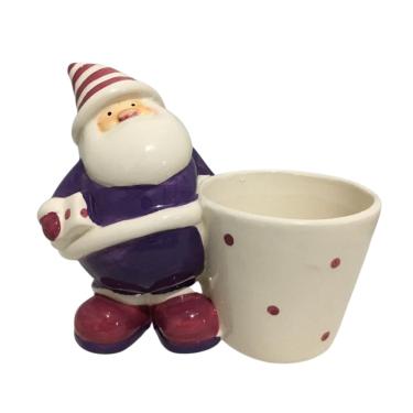 Imagem de Cachepot Porta Salgadinhos Biscoitos Natalino Cerâmica Papai Noel.