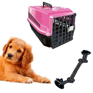 Imagem de Brinquedo Cabo Guerra Dog Pet + Caixa Transporte Pet N3 Rosa