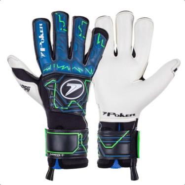 Imagem de Luva Profissional Futebol de Campo Champion 9 Poker, Preto, Azul, 9