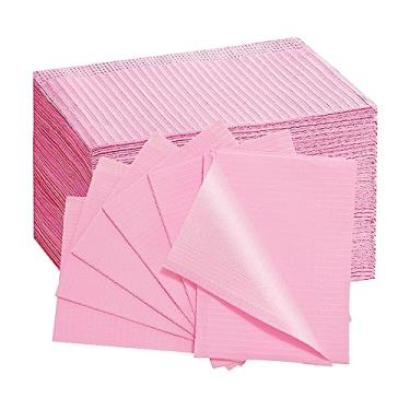 Imagem de EZEELAI 50 Peças Babadores Dentais Rosa Descartáveis Para Mesa De Arte Unhas, Toalhas Papel Dobráveis Guardanapos 3 Camadas Dentista, Pacientes, Folhas Tatuagem Salão Beleza, Manicure E Clínica Odon
