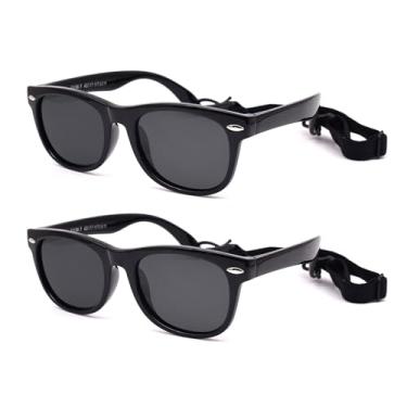 Imagem de JUSLINK Óculos de sol flexíveis polarizados para bebês, bebês e recém-nascidos com alça de 1 a 6 anos (2 x preto)