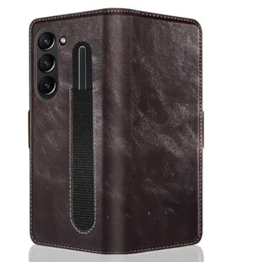 Imagem de LTLMYDAM Capa flip folio para Samsung Galaxy Z Fold 6, carteira com compartimento para caneta, capa de couro fosco com suporte de aba magnética proteção total, marrom, dobra 6