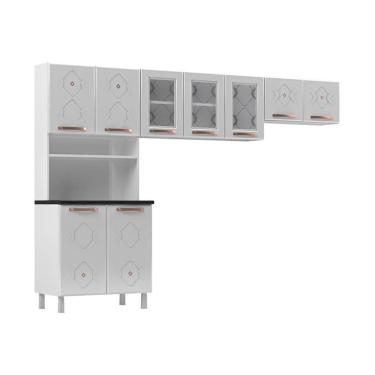 Imagem de Armário de Cozinha Compacta de Aço 3 Peças para Micro-ondas com Vidros Multimóveis CR20350