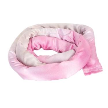 Imagem de Laço de cabelo dobrável com fio de ferro para cabelos longos e grossos - Suporte de rabo de cavalo com trava em espiral espiral rosa - Acessório de cabelo elegante e portátil