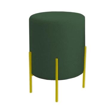 Imagem de Puff Orgânico Boucle Thor Com Pés De Ferro Dourado - 7 Decor, Verde Es
