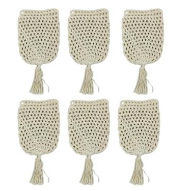 Imagem de Caçapa de Crochê para Mesa de Sinuca, Conjunto com 6 Peças, Cor Crua, Redinha Artesanal para Bilhar e Snooker