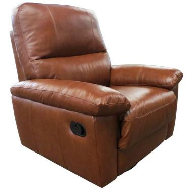 Imagem de Poltrona Reclinável Giratória Glider Couro Conhaque Brilho