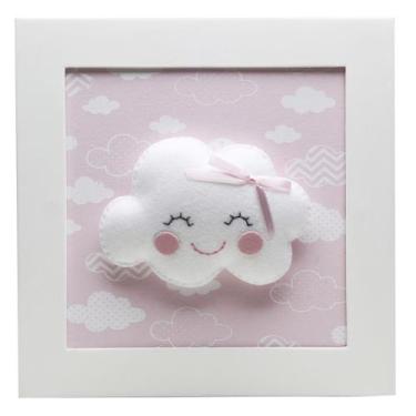 Imagem de Quadro Decorativo Nuvem Com Carinha Rosa Bebê Infantil - Potinho de me