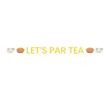 Imagem de Pre Strung Let's Par Tea Banner - Gold Glitter Tea Party Decorations, Tea Themed Bachelorette Bridal Shower Birthday Party Supply, Wonderland Wedding,Alice In Onederland Decor,Girls Birthday Banner