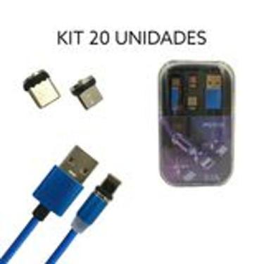 Imagem de Cabo Magnético Turbo 3 em 1 Micro Usb Tipo C e Ios Com Led Universal K