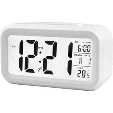 Imagem de Relógio de Mesa Despertador Digital Inteligente com Luz Noturna, Soneca e Sensor de Temperatura. Prático e Exclusivo Acorde com Estilo e Conforto (Branco)