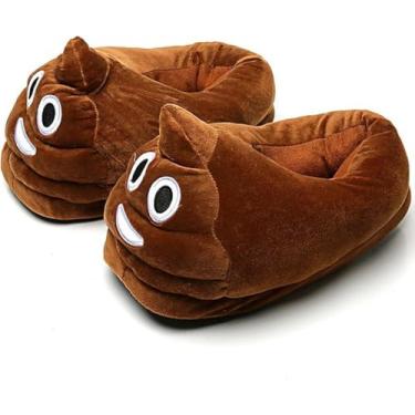 Imagem de Chinelos De Casal, Sapatos De Presente De Cocô Mocassim Interno Engraçado Estranho Unissex De Pelúcia Casa Quente E Macia Paródia Algodão Arrastar, Brown, 43 EU