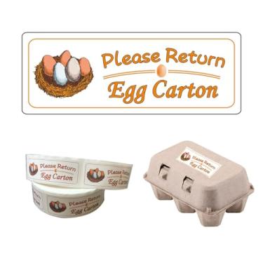 Imagem de 500 peças, por favor, retorne etiquetas de caixa de ovos de 1 x 6 cm etiquetas de caixa de ovos de galinha fresca para embalagem de ovos autoadesivos para caixa recipiente reutilizável (1 peça)