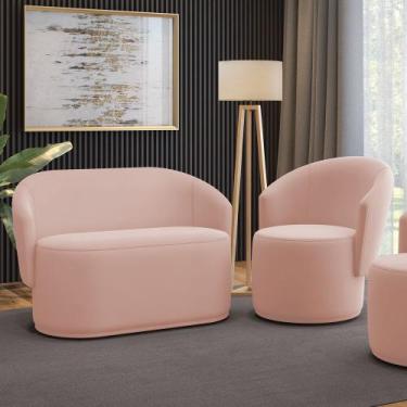 Imagem de Sofá Namoradeira e Poltrona Orgânica para Sala Malu Veludo M11 - D'Ros