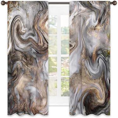 Imagem de Cortinas blecaute de mármore – Cortinas de quarto e sala de estar com isolamento térmico, economia de energia e redução de ruído, L 106 x C 150 cm
