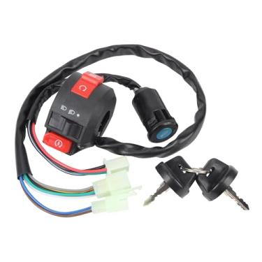Imagem de PowerMotor Kit de interruptor multifuncional de guidão de 6 pinos com substituição de ignição de chave de 4 pinos para motocicleta quadriciclo de 50cc 70cc 90cc 110cc 125cc
