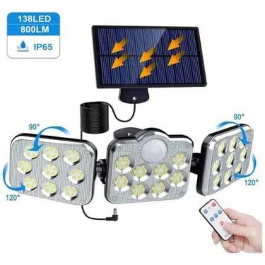 Imagem de Luminária Refletor Lâmpadas Solar Led Externa Sensor 138 leds Trio Jar