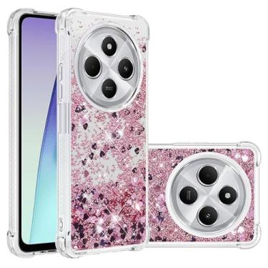 Imagem de MRRSIWEI Capa com glitter brilhante para Xiaomi Redmi 14C 4G / Poco C75, capa transparente flutuante de TPU macio para mulheres e meninas capa para Xiaomi Redmi 14C 4G. Ouro rosa líquido