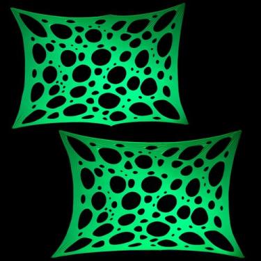 Imagem de Pano de fundo para decoração de festa de malha 2,9 m x 2,1 m decoração de festa luz preta elastano malha de lycra com ilhós para instalação (verde neon + verde neon (2 peças), 2,9 m x 2,1 m)