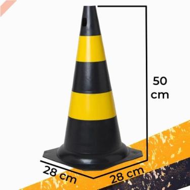 Imagem de 2 Cone De Sinalização De Trânsito 50cm Laranja Ou Preto Rígido - Genér