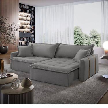 Imagem de Sofá Cama Linho em Madeira Eucalipto 240cm Braço 20cm Arizona Meu Sofá Online