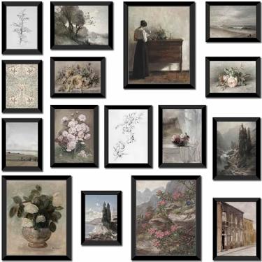 Imagem de LANCHI95 16 peças de decoração de arte de parede vintage, pôsteres rústicos para estética de sala, impressões de parede de fazenda para quarto, kit de colagem de parede imagens para sala de estar e