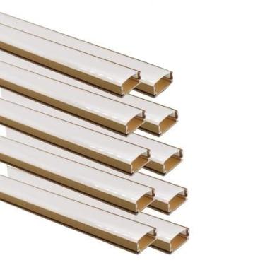Imagem de Kit 10 Metros de Perfil de Alumínio para Fita LED – Modelo Slim Sobrepor com Difusor Acrílico – Branco, Preto, Cinza ou Dourado – Acabamento Profissional e Iluminação Contínua (Dourado)