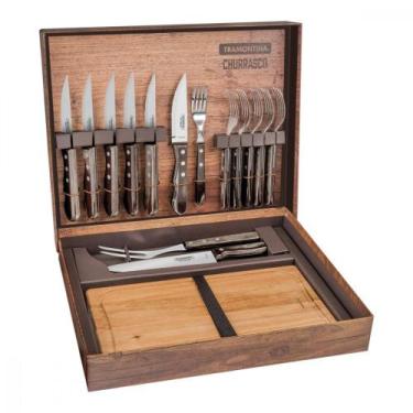 Imagem de Kit para Churrasco Tramontina com Laminas em Aço Inox e Cabos em Madei