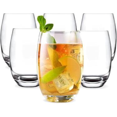 Imagem de Jogo 6 Copos Luxo 465ml Em Vidro Grosso Grande Drink Agua Refri Suco Bebidas Mesa Posta Resistente Moderno Presente
