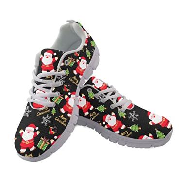 Imagem de Jeiento Sapatos De Papai Noel Para Meninas, Tênis Ginástica Leve E Respirável Mulheres, Esportivo Corrida Crianças Grandes, Preto