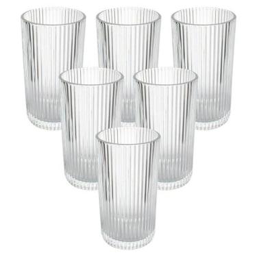 Imagem de Jogo de Copos de Vidro Transparente Graffiato Long Drink 420ml 6 peças